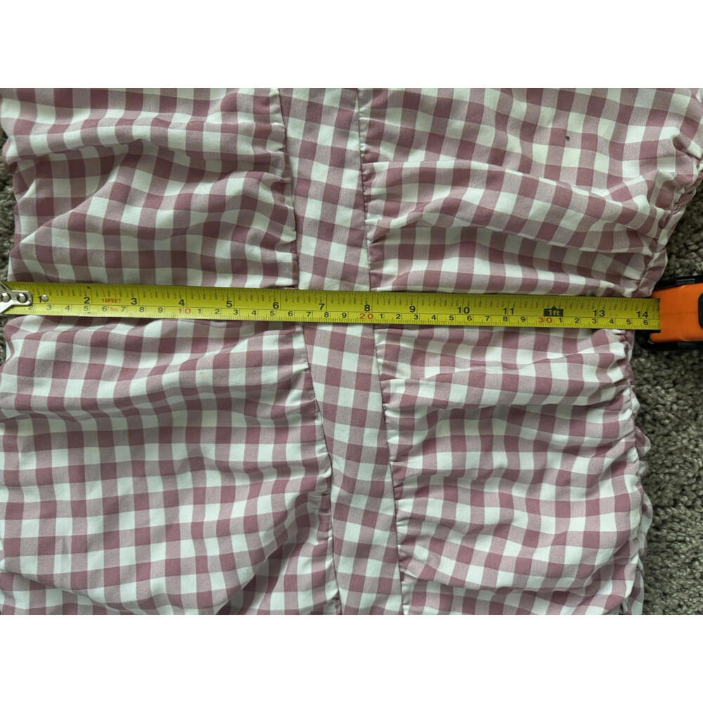 Nasty Gal‎ Pink Gingham Ruched One Shoulder Midi Dress US 6  Summer Slit - Picture 9 of 11